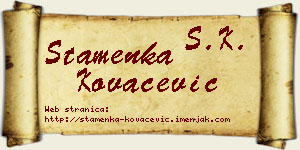 Stamenka Kovačević vizit kartica